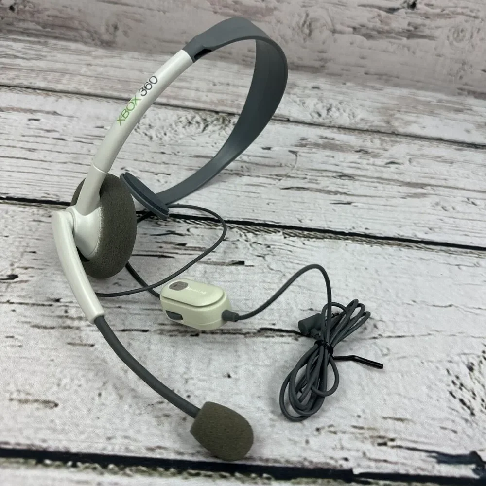 Genuine Microsoft Xbox 360 Gaming Chat Headset Wired, White/Gray, OEM